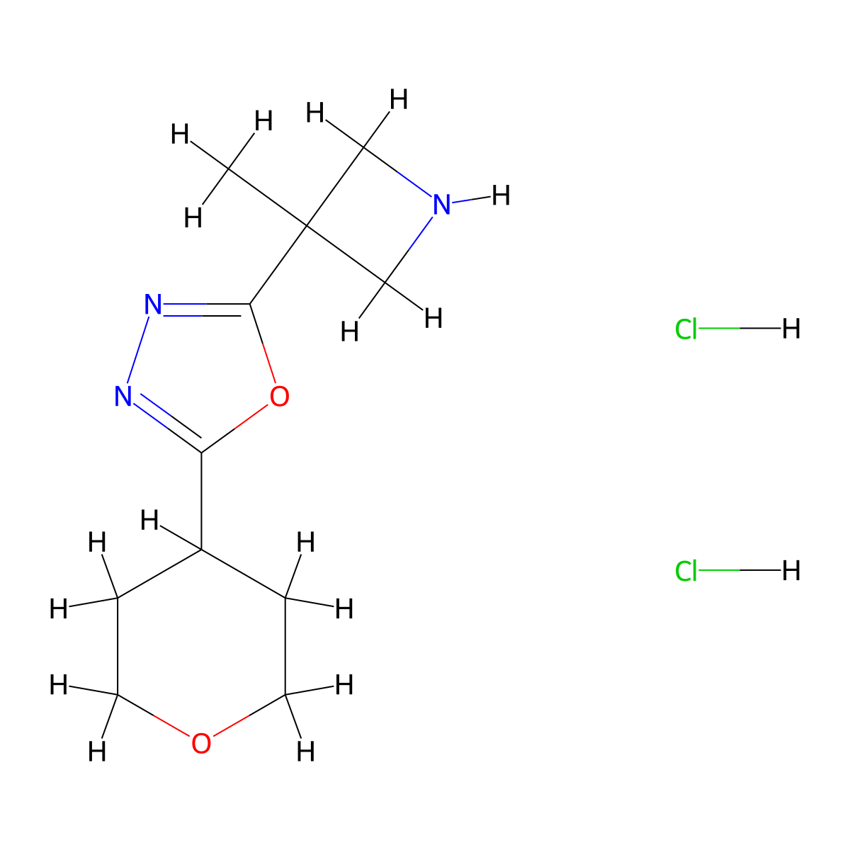 2-(3-Methylazetidin-3-yl)-5-(oxan-4-yl)-1,3,4-oxadiazole dihydrochloride molecular structure, CAS 2059949-72-1