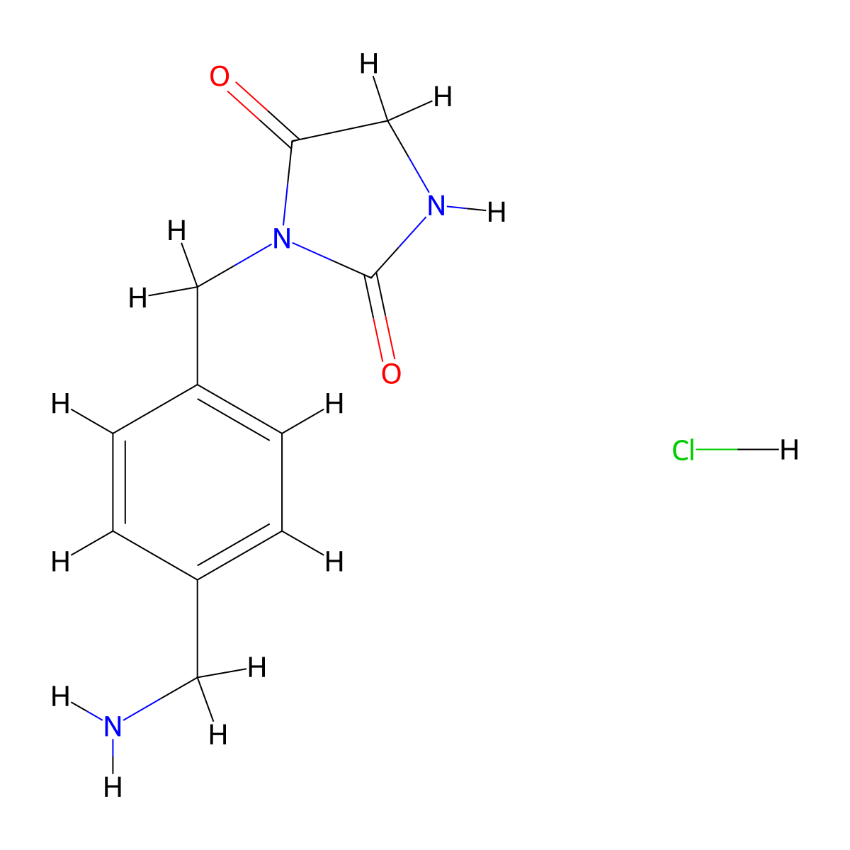3-{[4-(Aminomethyl)phenyl]methyl}imidazolidine-2,4-dione hydrochloride molecular structure, CAS 2059949-75-4