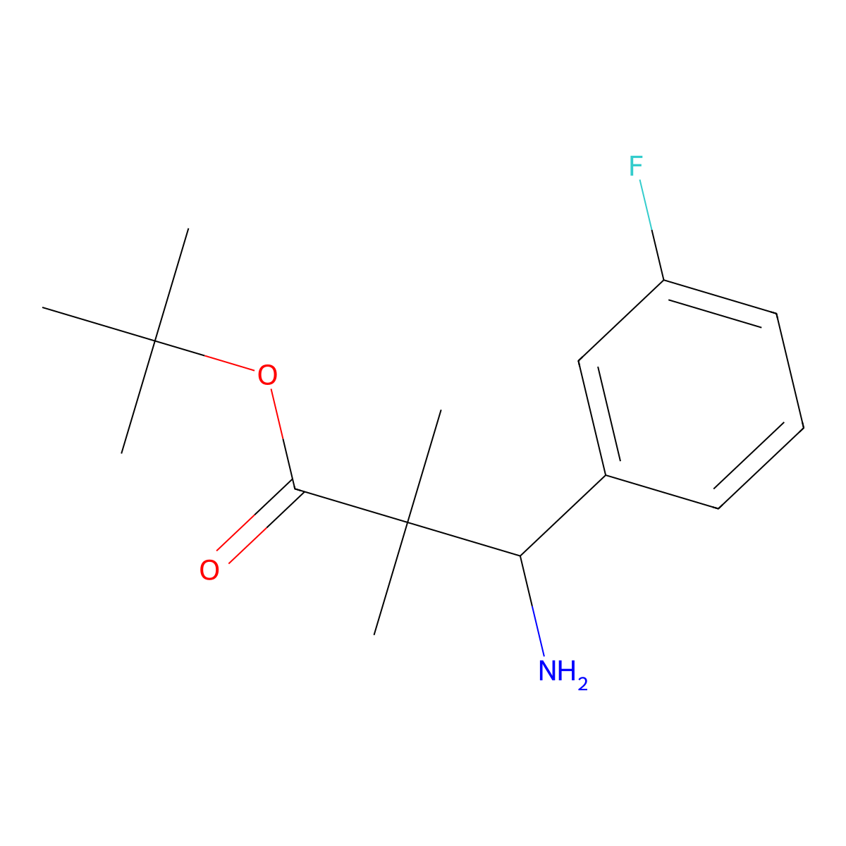 tert-Butyl 3-amino-3-(3-fluorophenyl)-2,2-dimethylpropanoate molecular structure, CAS 2059949-94-7