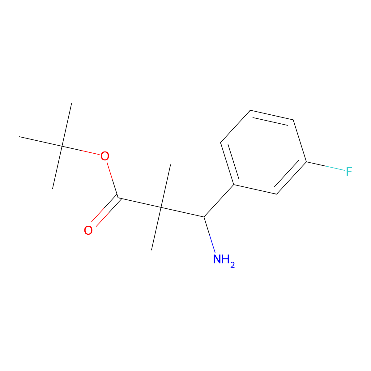 tert-Butyl 3-amino-3-(3-fluorophenyl)-2,2-dimethylpropanoate molecular structure, CAS 2059949-94-7