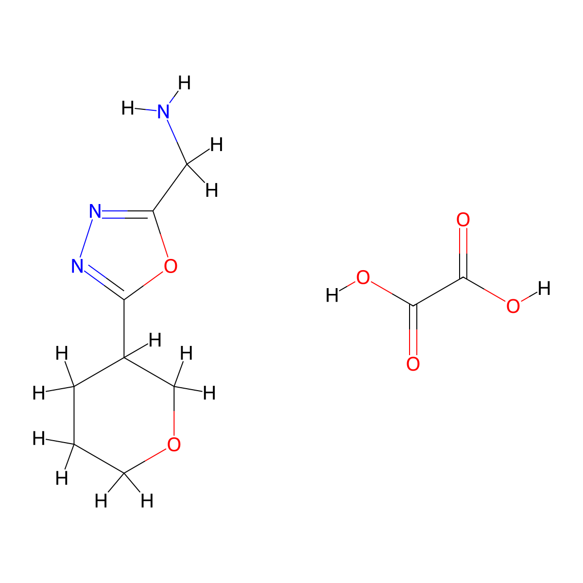 [5-(Oxan-3-yl)-1,3,4-oxadiazol-2-yl]methanamine; oxalic acid molecular structure, CAS 2059949-96-9