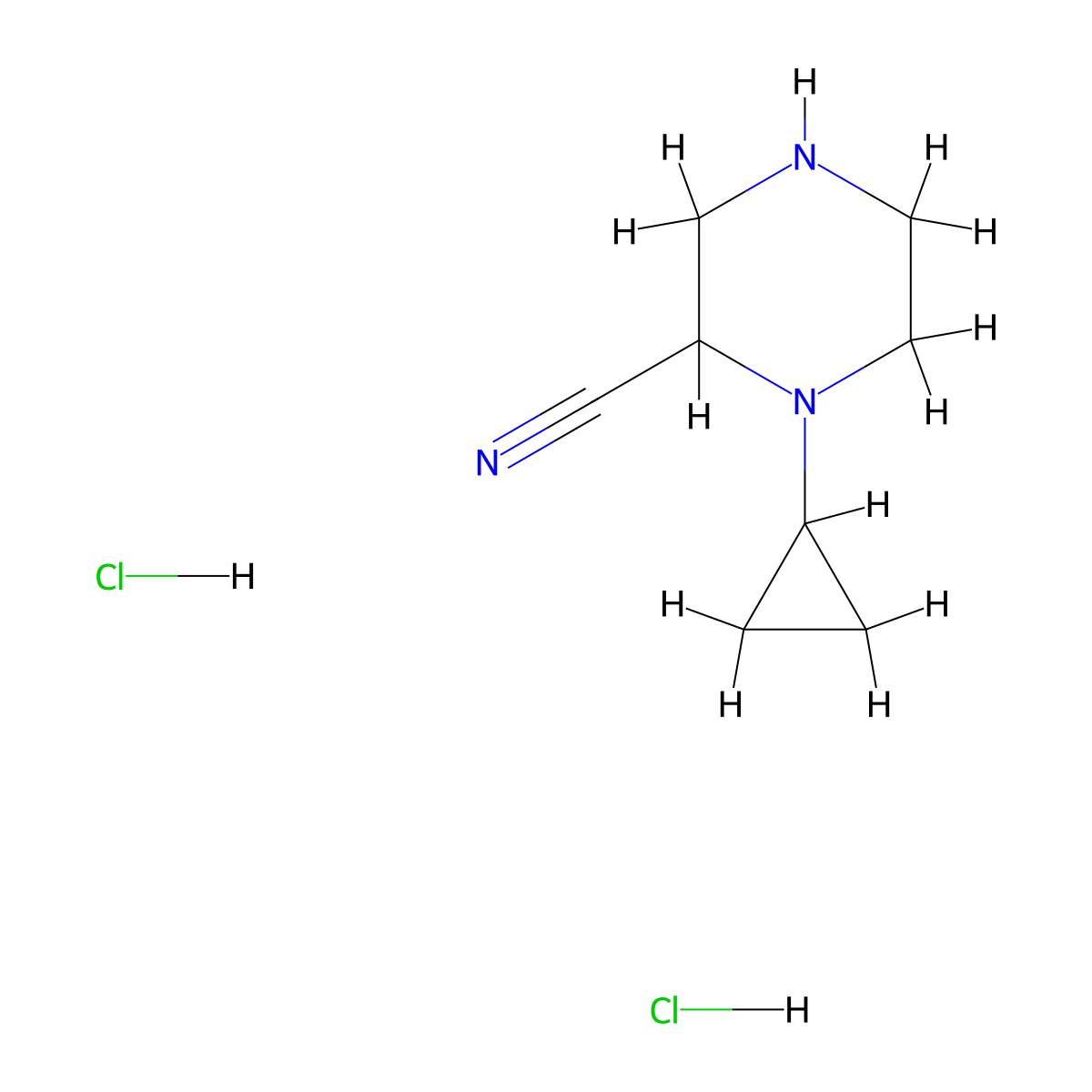 1-Cyclopropylpiperazine-2-carbonitrile dihydrochloride molecular structure, CAS 2059950-06-8