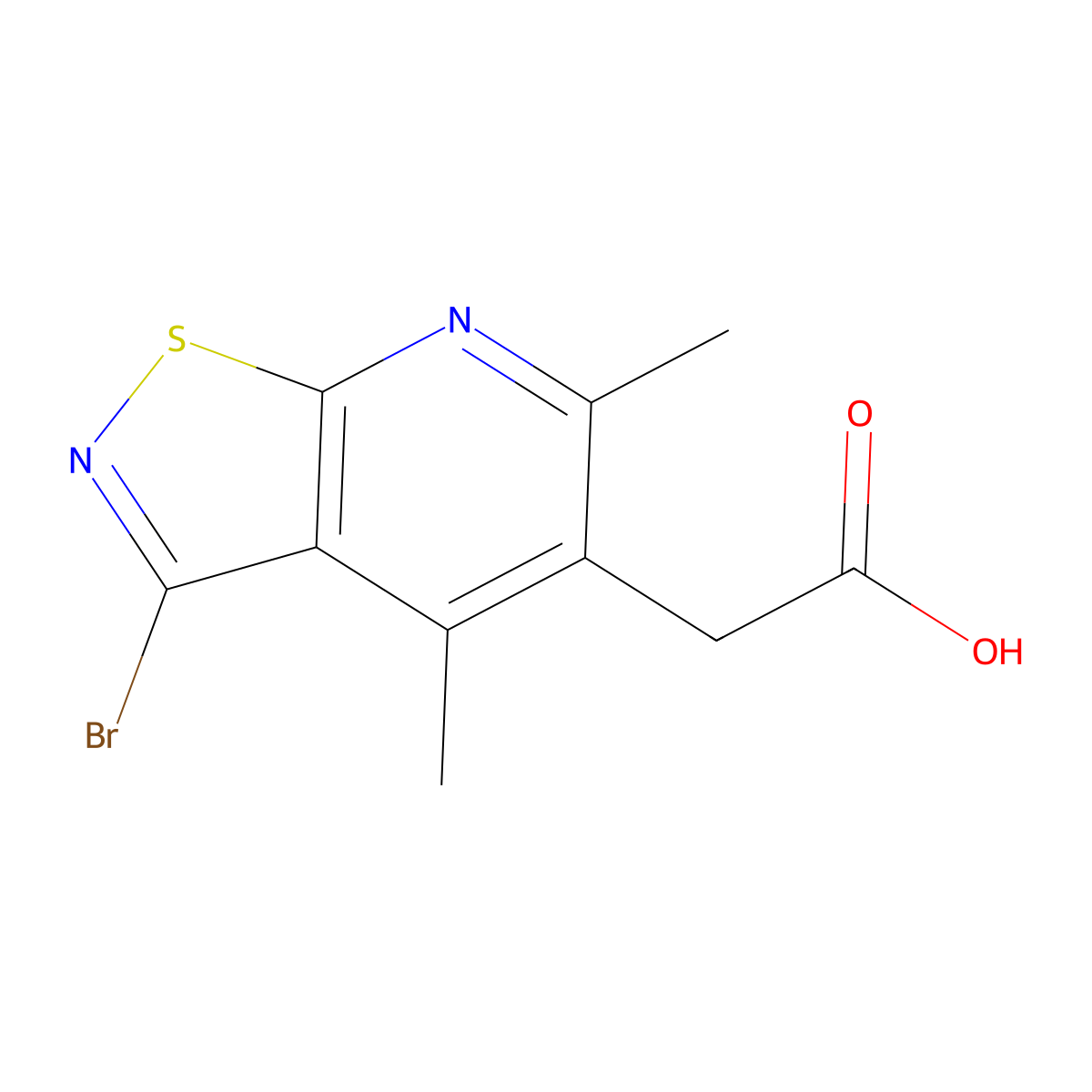 2-{3-Bromo-4,6-dimethyl-[1,2]thiazolo[5,4-b]pyridin-5-yl}acetic acid molecular structure, CAS 2059950-14-8