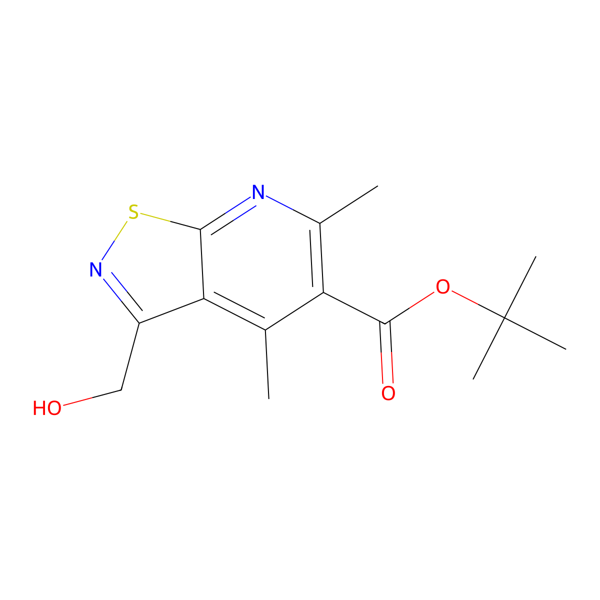 tert-Butyl 3-(hydroxymethyl)-4,6-dimethyl-[1,2]thiazolo[5,4-b]pyridine-5-carboxylate molecular structure, CAS 2059950-31-9