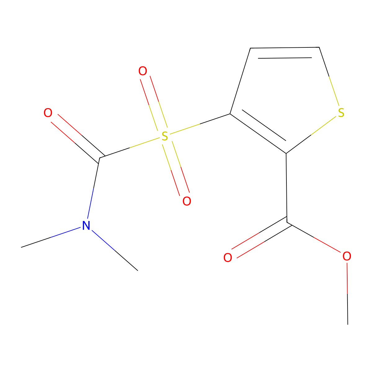 Methyl 3-[(dimethylcarbamoyl)sulfonyl]thiophene-2-carboxylate molecular structure, CAS 2059950-38-6