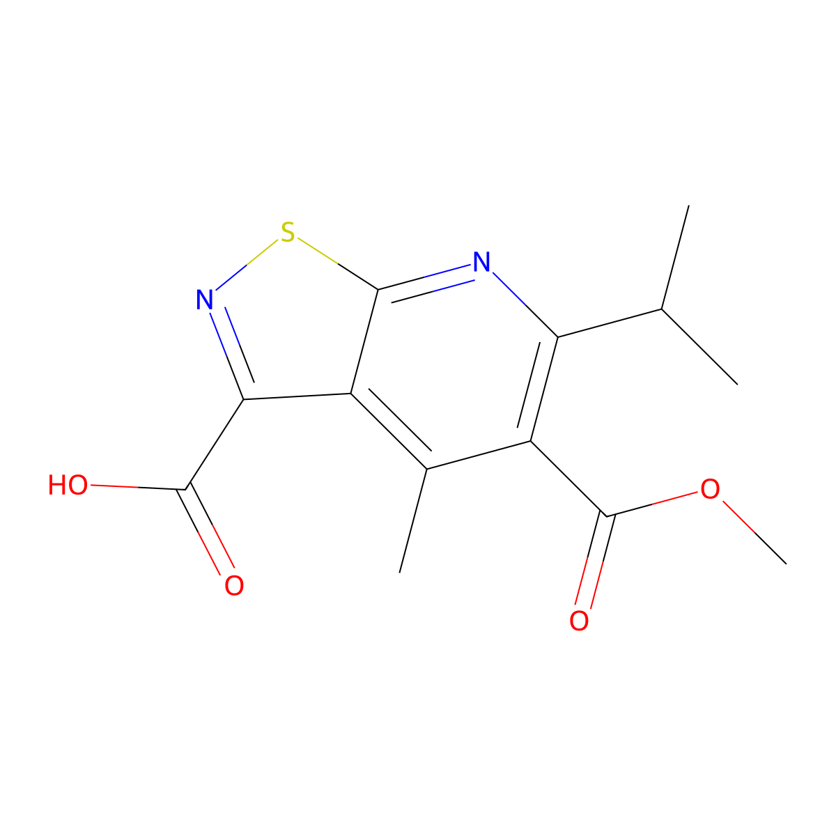 5-(Methoxycarbonyl)-4-methyl-6-(propan-2-yl)-[1,2]thiazolo[5,4-b]pyridine-3-carboxylic acid molecular structure, CAS 2059950-42-2