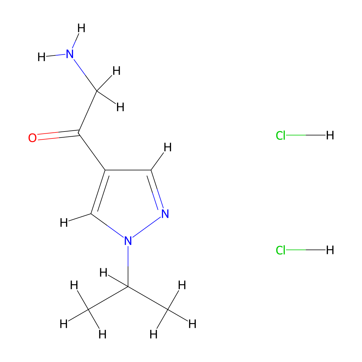 2-amino-1-[1-(propan-2-yl)-1H-pyrazol-4-yl]ethan-1-one dihydrochloride molecular structure, CAS 2059950-46-6
