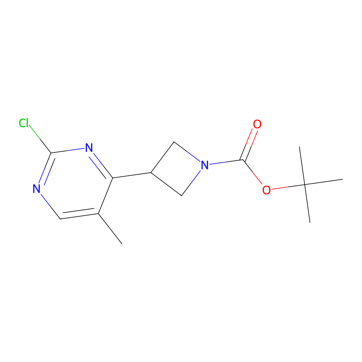 Tert-butyl 3-(2-chloro-5-methylpyrimidin-4-yl)azetidine-1-carboxylate molecular structure, CAS 2059950-51-3