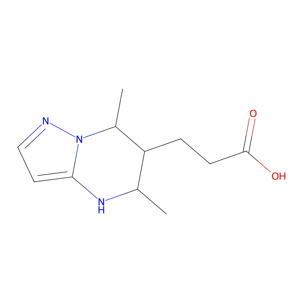 3-{5,7-dimethyl-4H,5H,6H,7H-pyrazolo[1,5-a]pyrimidin-6-yl}propanoic acid molecular structure, CAS 2059950-54-6