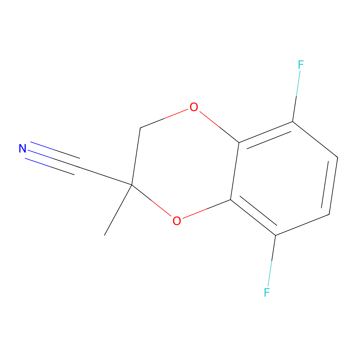5,8-Difluoro-2-methyl-2,3-dihydro-1,4-benzodioxine-2-carbonitrile molecular structure, CAS 2059954-24-2