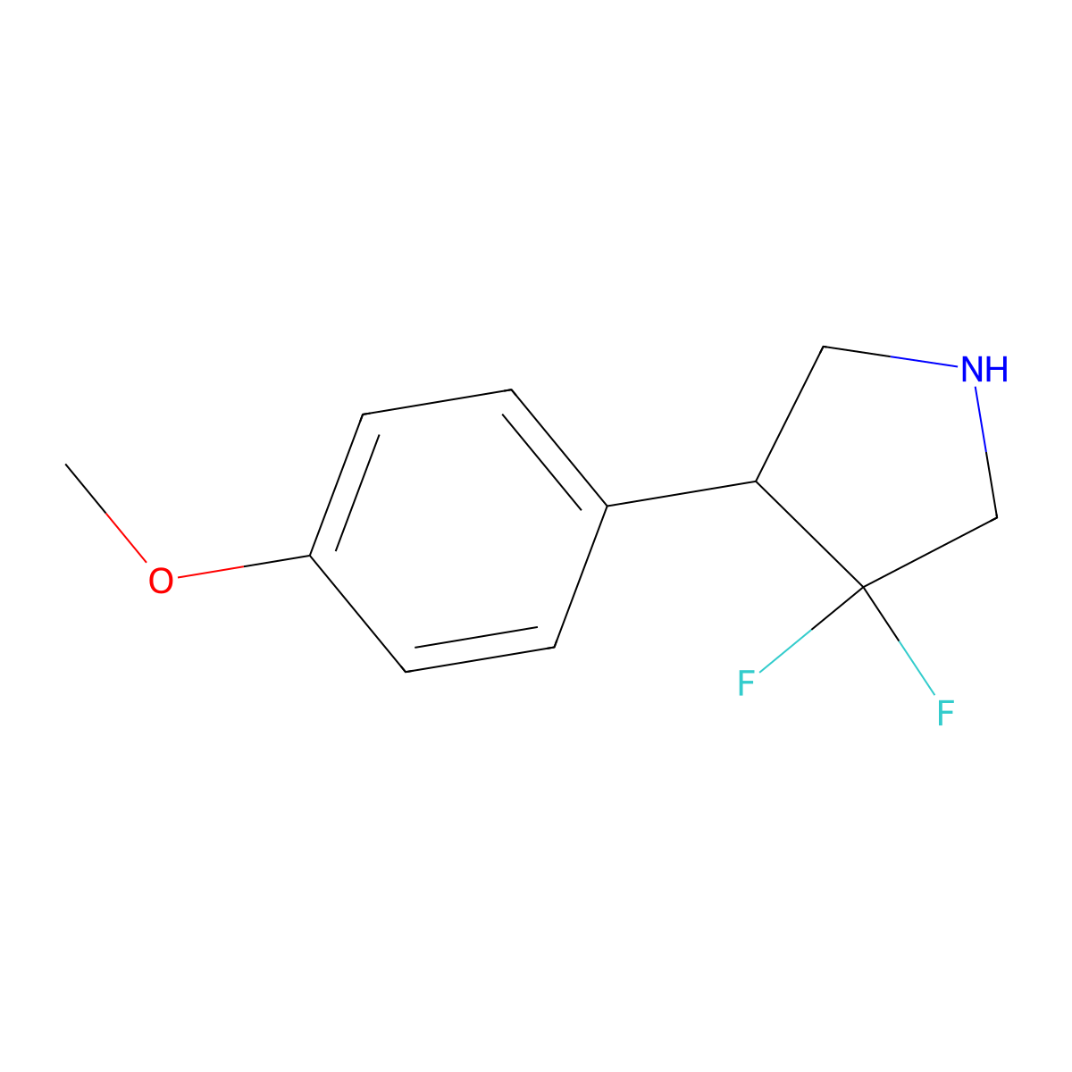 3,3-Difluoro-4-(4-methoxyphenyl)pyrrolidine molecular structure, CAS 2059954-25-3