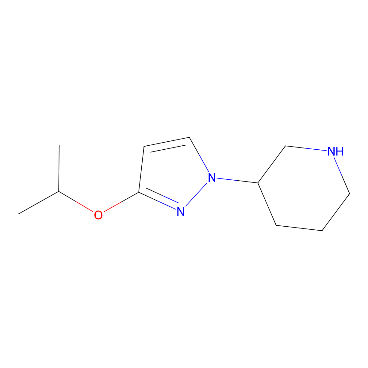 3-[3-(Propan-2-yloxy)-1H-pyrazol-1-yl]piperidine molecular structure, CAS 2059954-27-5