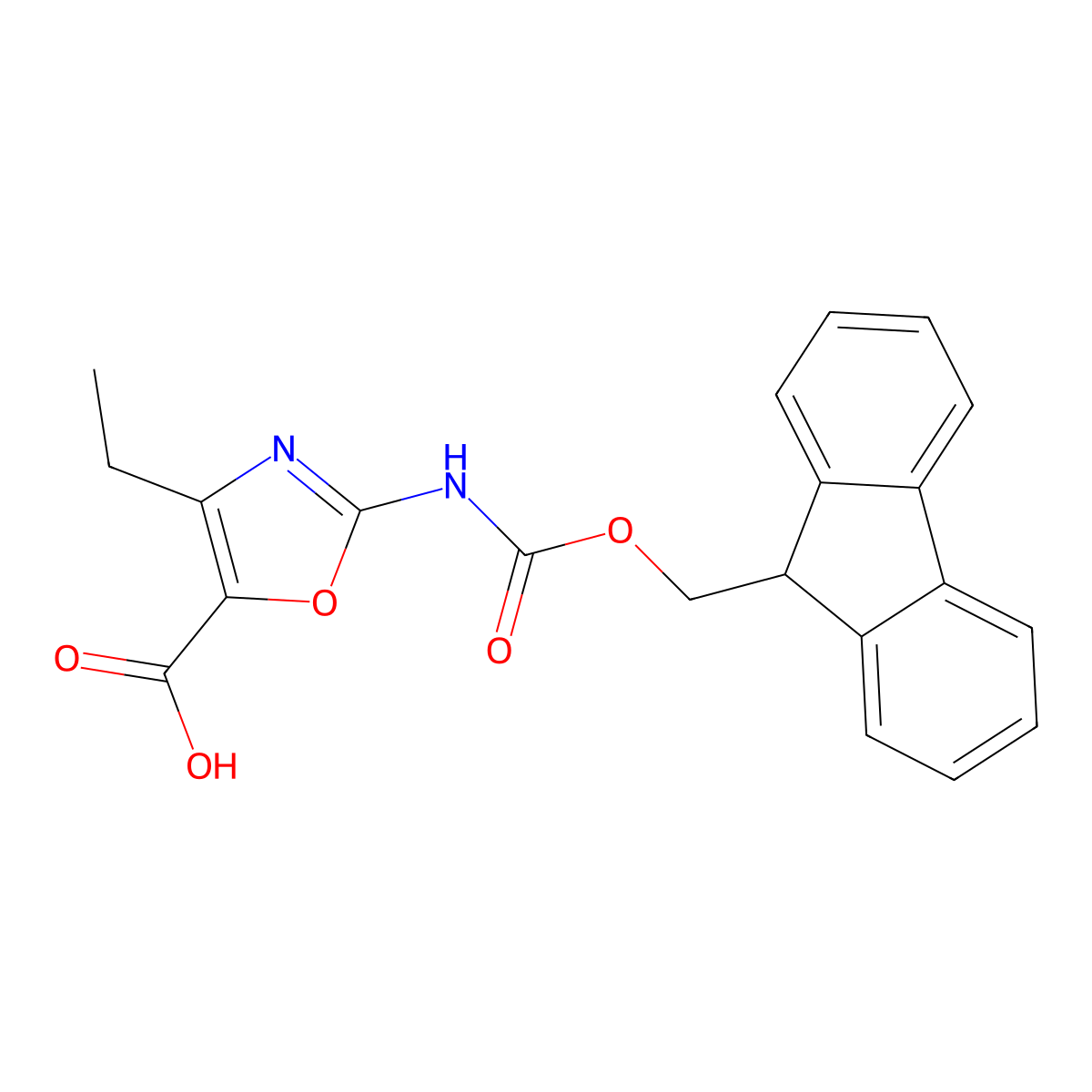 4-Ethyl-2-({[(9H-fluoren-9-yl)methoxy]carbonyl}amino)-1,3-oxazole-5-carboxylic acid molecular structure, CAS 2059954-29-7