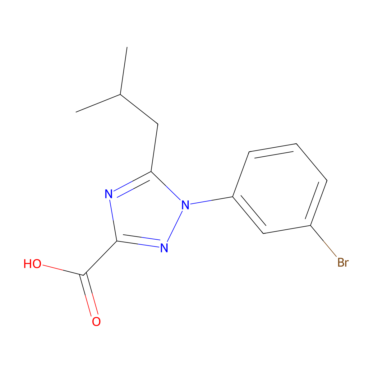 1-(3-Bromophenyl)-5-(2-methylpropyl)-1H-1,2,4-triazole-3-carboxylic acid molecular structure, CAS 2059954-31-1