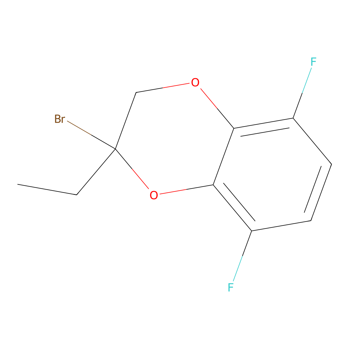 2-Bromo-2-ethyl-5,8-difluoro-2,3-dihydro-1,4-benzodioxine molecular structure, CAS 2059954-34-4
