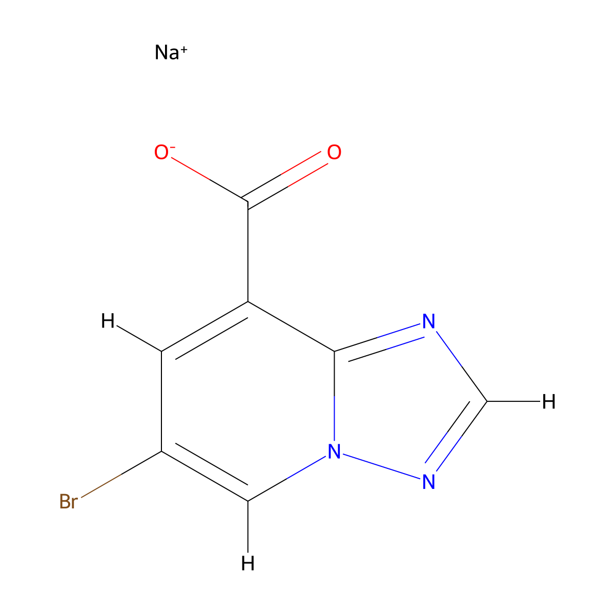 Sodium 6-bromo-(1,2,4)triazolo(1,5-a)pyridine-8-carboxylate molecular structure, CAS 2059954-40-2