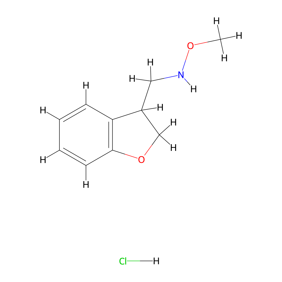 ((2,3-Dihydro-1-benzofuran-3-yl)methyl)(methoxy)amine hydrochloride molecular structure, CAS 2059954-43-5