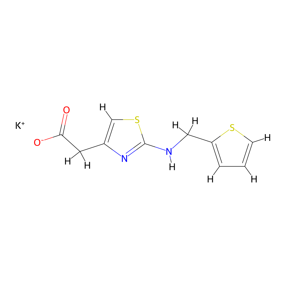 Potassium 2-(2-{[(thiophen-2-yl)methyl]amino}-1,3-thiazol-4-yl)acetate molecular structure, CAS 2059954-46-8