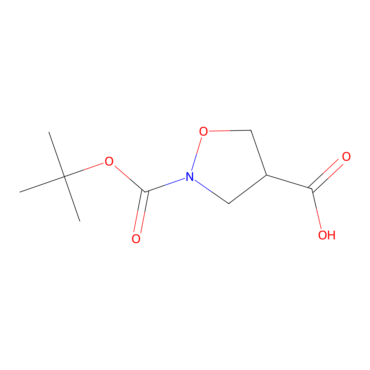 2-[(tert-Butoxy)carbonyl]-1,2-oxazolidine-4-carboxylic acid molecular structure, CAS 2059954-49-1