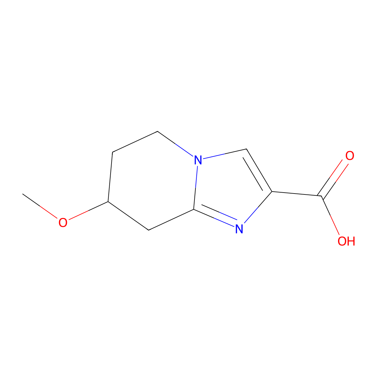 7-methoxy-5H,6H,7H,8H-imidazo(1,2-a)pyridine-2-carboxylic acid molecular structure, CAS 2059954-61-7