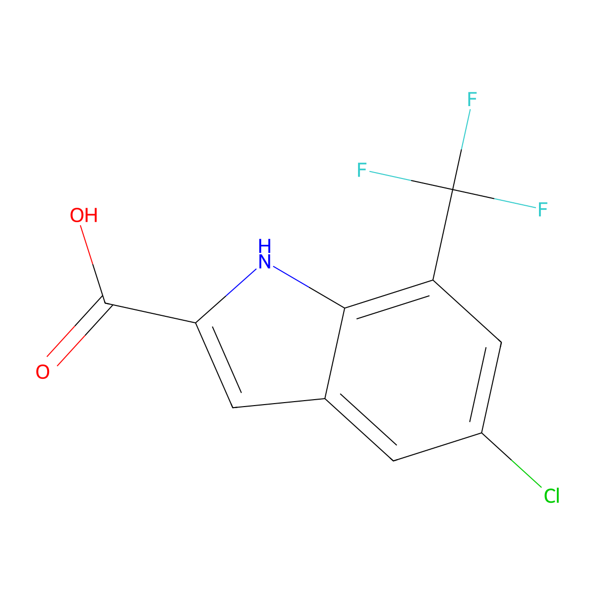 5-Chloro-7-(trifluoromethyl)-1H-indole-2-carboxylic acid molecular structure, CAS 2059954-66-2