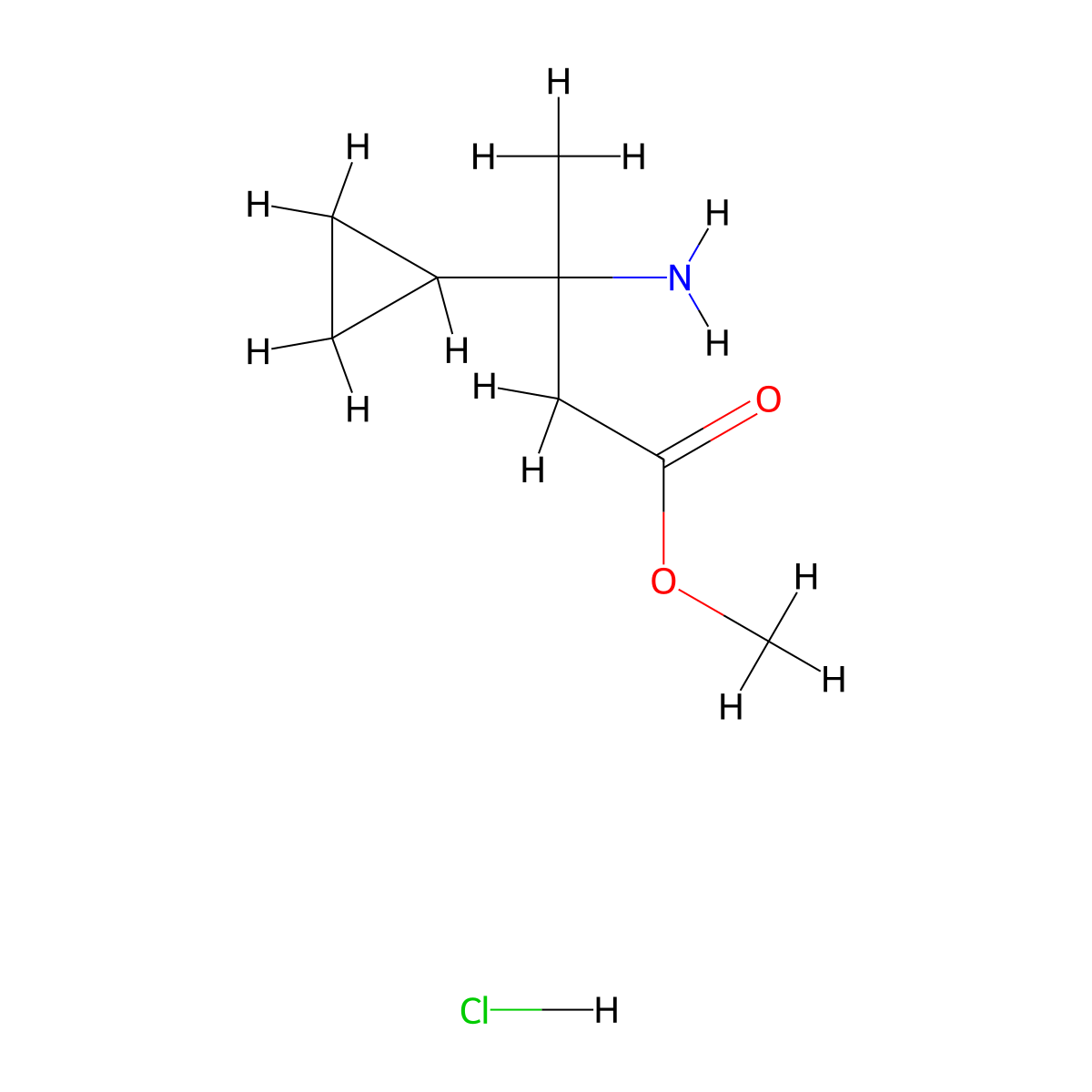 Methyl 3-amino-3-cyclopropylbutanoate hydrochloride molecular structure, CAS 2059954-90-2