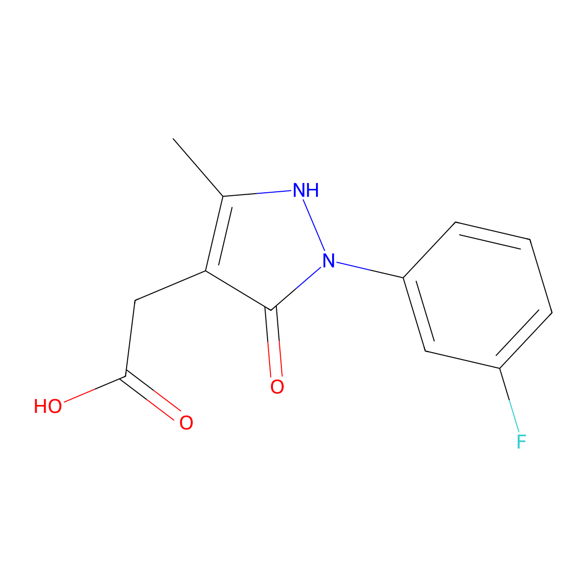 2-[2-(3-fluorophenyl)-5-methyl-3-oxo-2,3-dihydro-1H-pyrazol-4-yl]acetic acid molecular structure, CAS 2059954-92-4