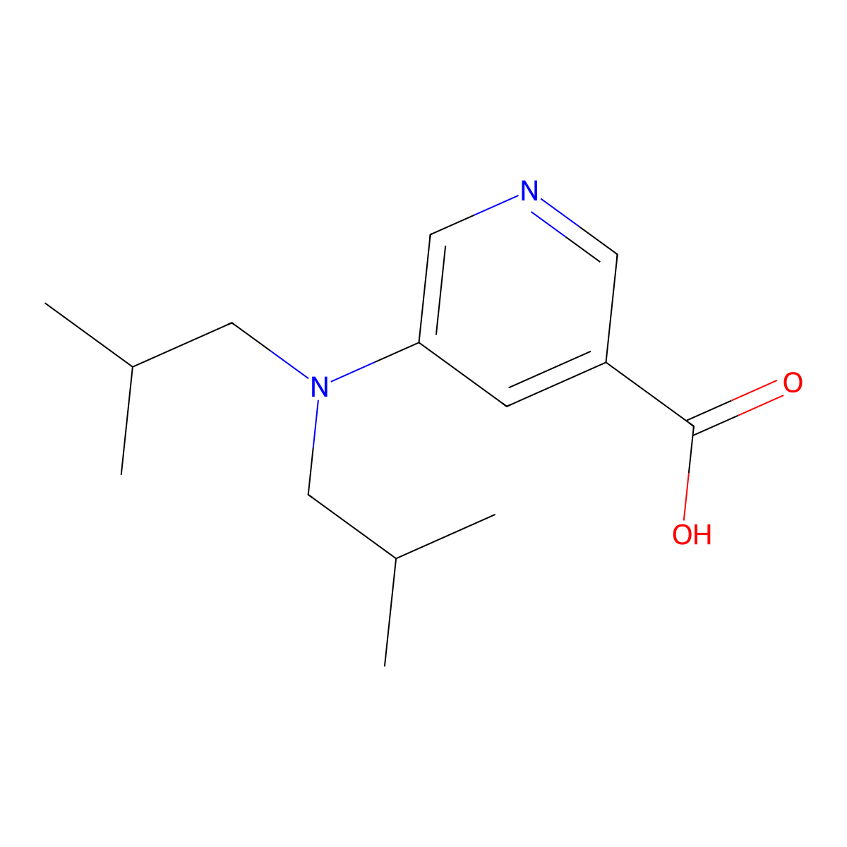 5-[Bis(2-methylpropyl)amino]pyridine-3-carboxylic acid molecular structure, CAS 2059954-99-1
