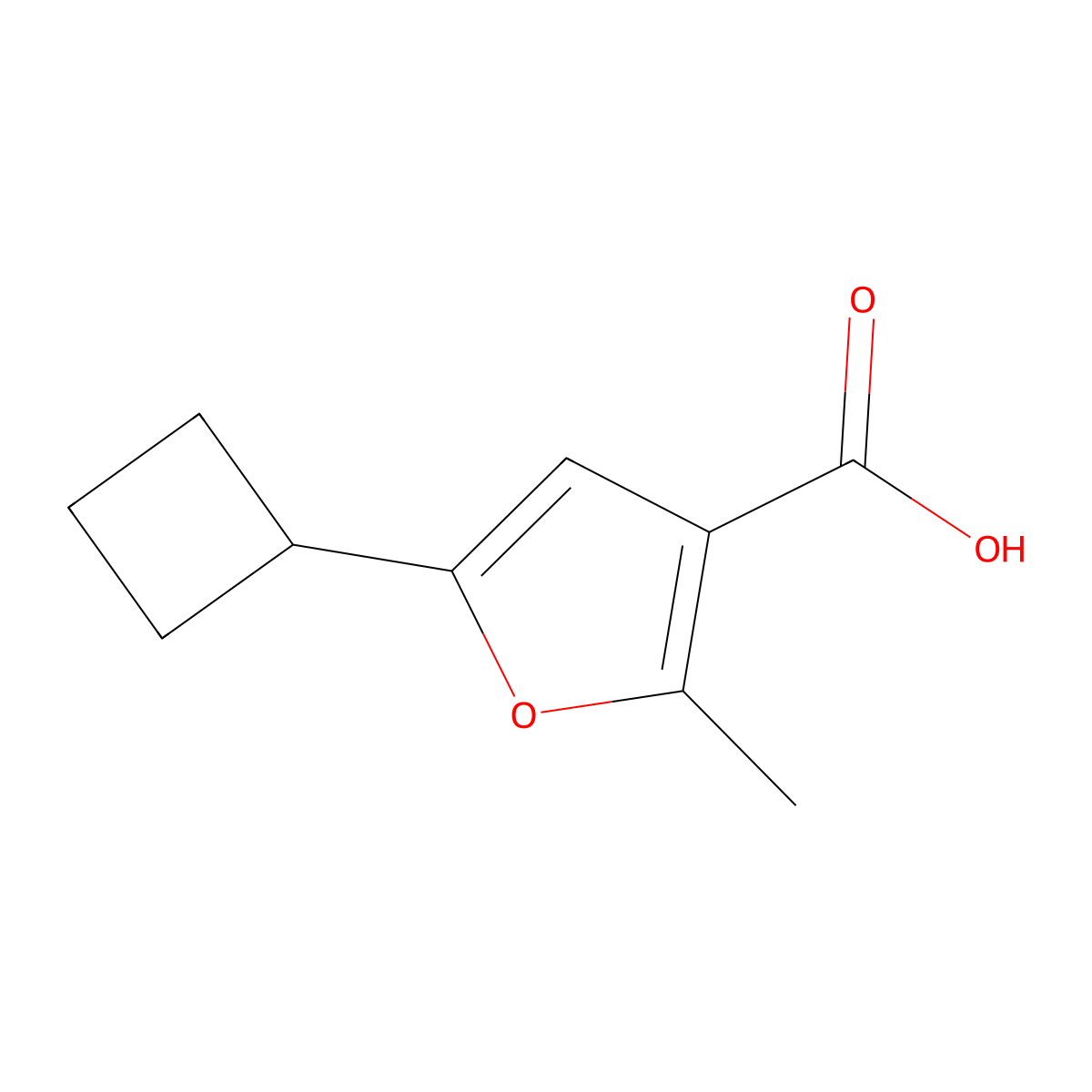 5-Cyclobutyl-2-methylfuran-3-carboxylic acid molecular structure, CAS 2059955-01-8