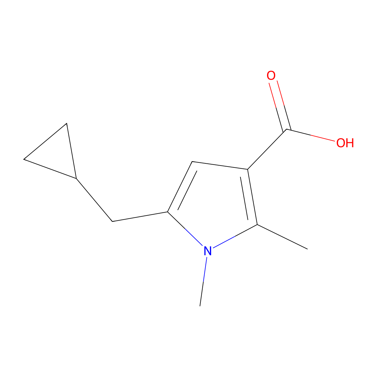 5-(Cyclopropylmethyl)-1,2-dimethyl-1H-pyrrole-3-carboxylic acid molecular structure, CAS 2059955-06-3