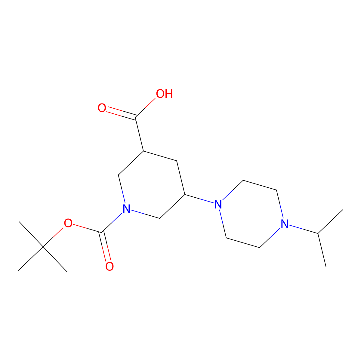 1-[(tert-Butoxy)carbonyl]-5-[4-(propan-2-yl)piperazin-1-yl]piperidine-3-carboxylic acid molecular structure, CAS 2059955-09-6