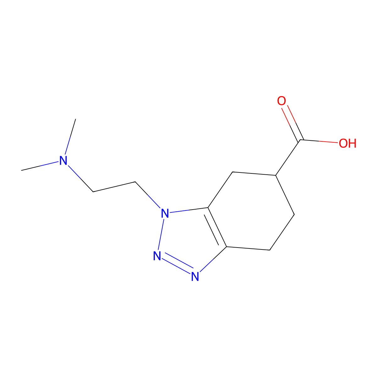 1-[2-(Dimethylamino)ethyl]-4,5,6,7-tetrahydro-1H-1,2,3-benzotriazole-6-carboxylic acid molecular structure, CAS 2059955-17-6