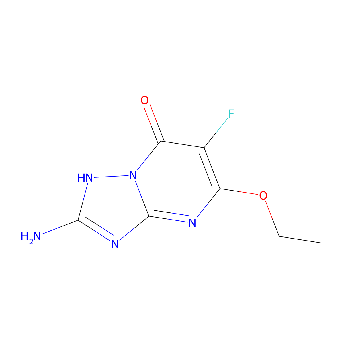 2-Amino-5-ethoxy-6-fluoro-4H,7H-[1,2,4]triazolo[1,5-a]pyrimidin-7-one molecular structure, CAS 2059955-20-1