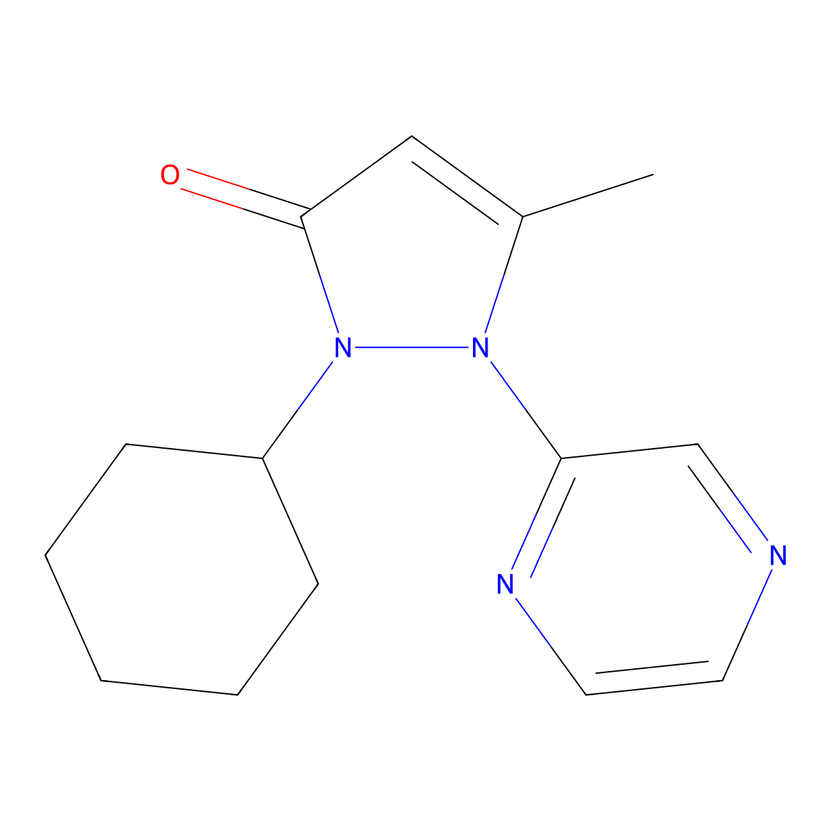 2-Cyclohexyl-5-methyl-1-(pyrazin-2-yl)-2,3-dihydro-1H-pyrazol-3-one molecular structure, CAS 2059955-28-9
