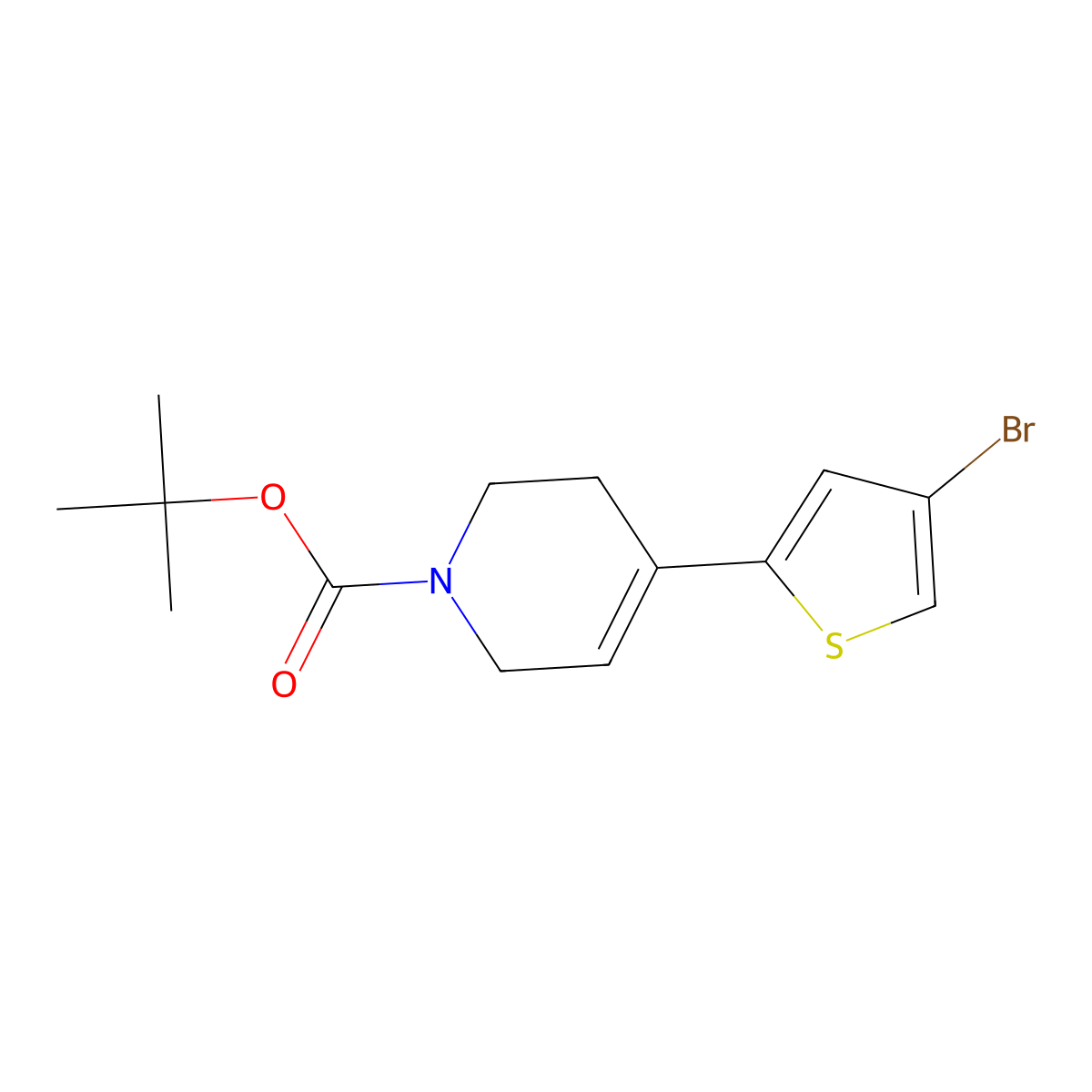 tert-Butyl 4-(4-bromothiophen-2-yl)-1,2,3,6-tetrahydropyridine-1-carboxylate molecular structure, CAS 2059955-42-7