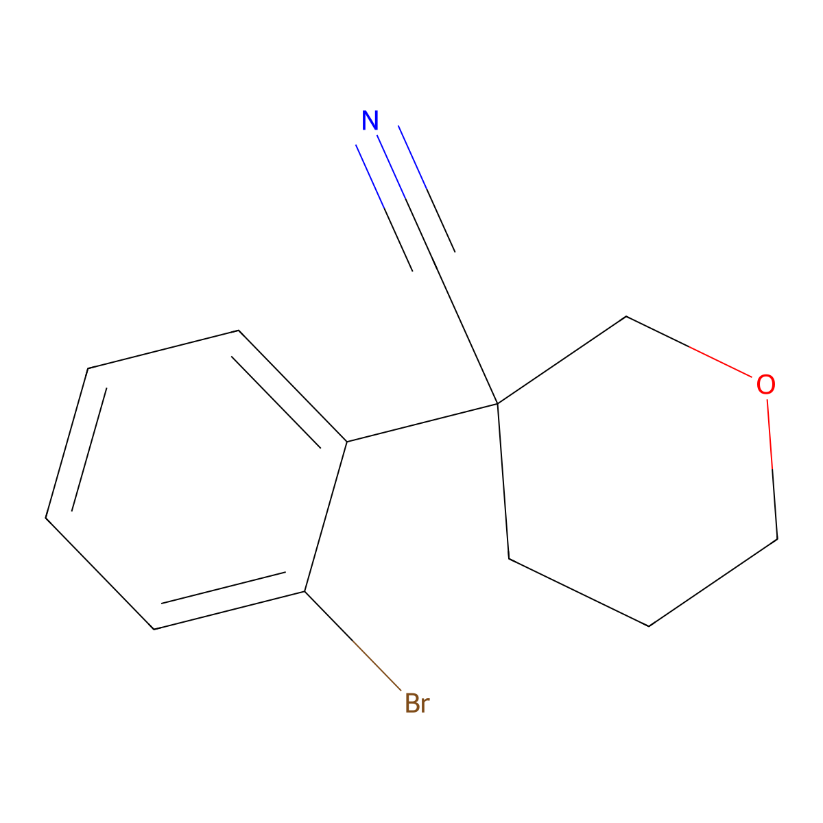 3-(2-Bromophenyl)oxane-3-carbonitrile molecular structure, CAS 2059955-43-8