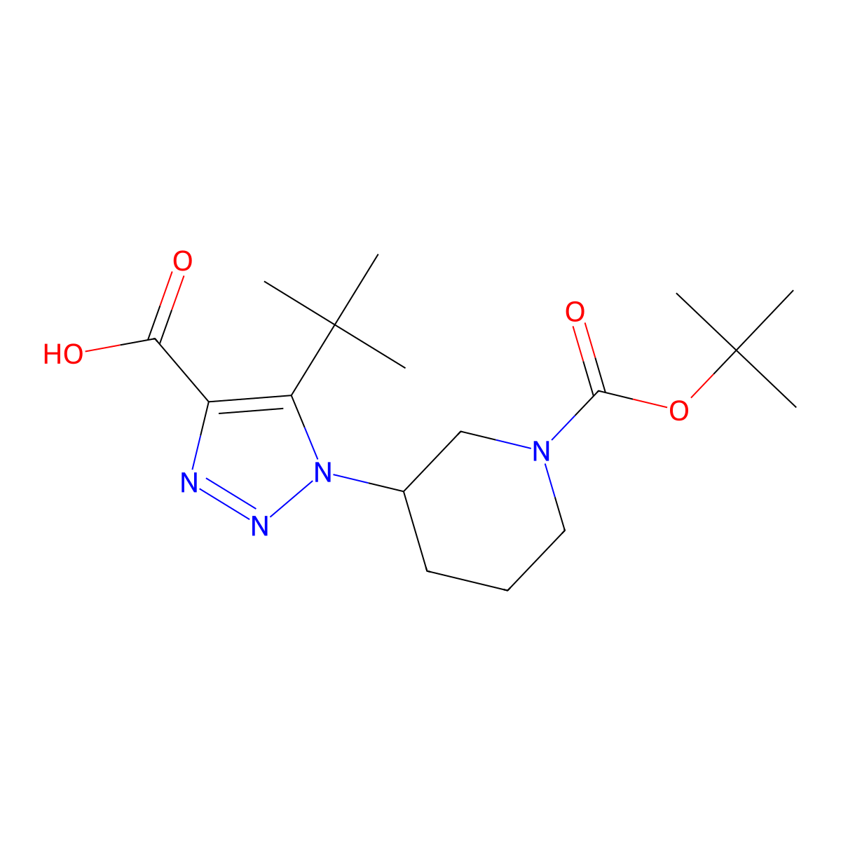 1-{1-[(tert-butoxy)carbonyl]piperidin-3-yl}-5-tert-butyl-1H-1,2,3-triazole-4-carboxylic acid molecular structure, CAS 2059955-44-9