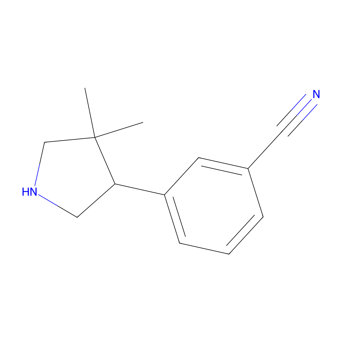 3-(4,4-Dimethylpyrrolidin-3-yl)benzonitrile molecular structure, CAS 2059955-50-7