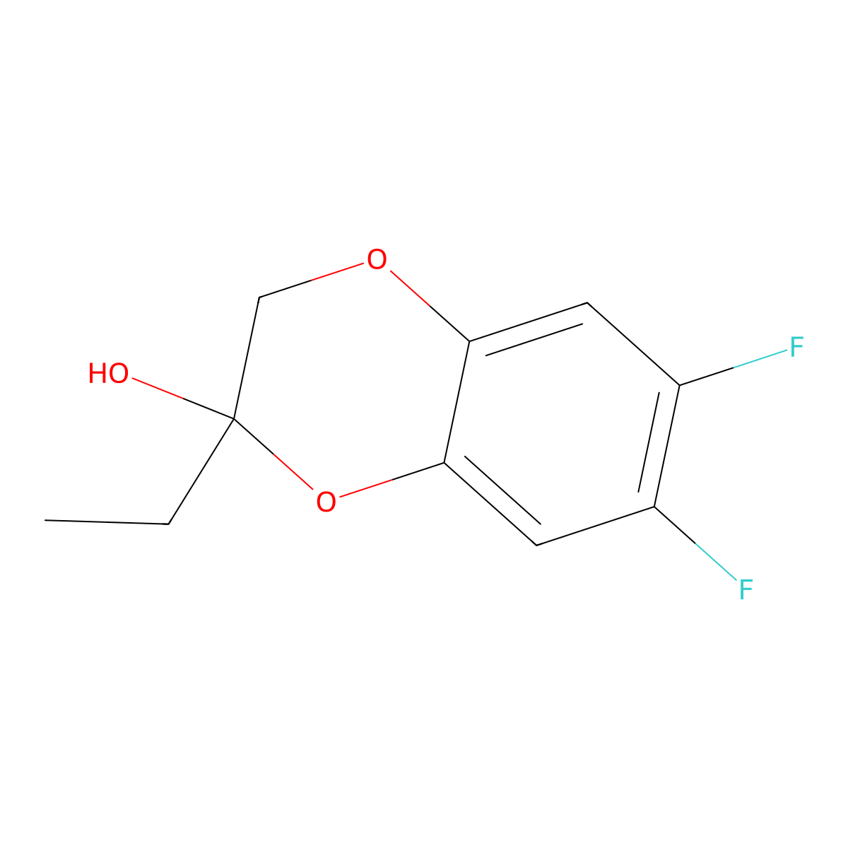 2-Ethyl-6,7-difluoro-2,3-dihydro-1,4-benzodioxin-2-ol molecular structure, CAS 2059955-59-6
