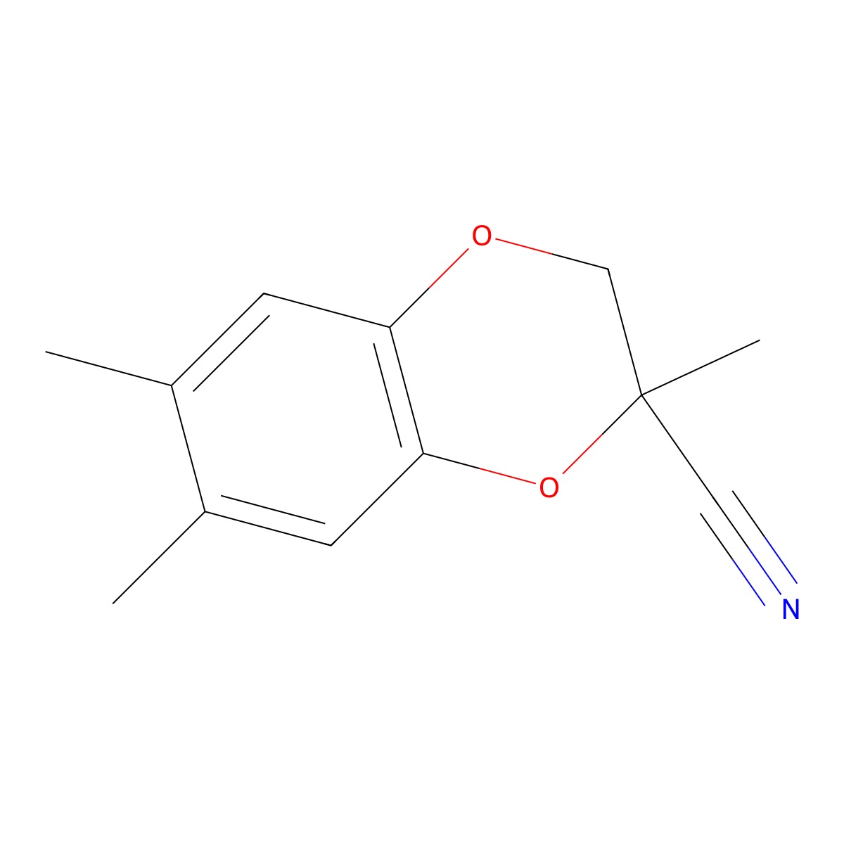 2,6,7-Trimethyl-2,3-dihydro-1,4-benzodioxine-2-carbonitrile molecular structure, CAS 2059955-63-2