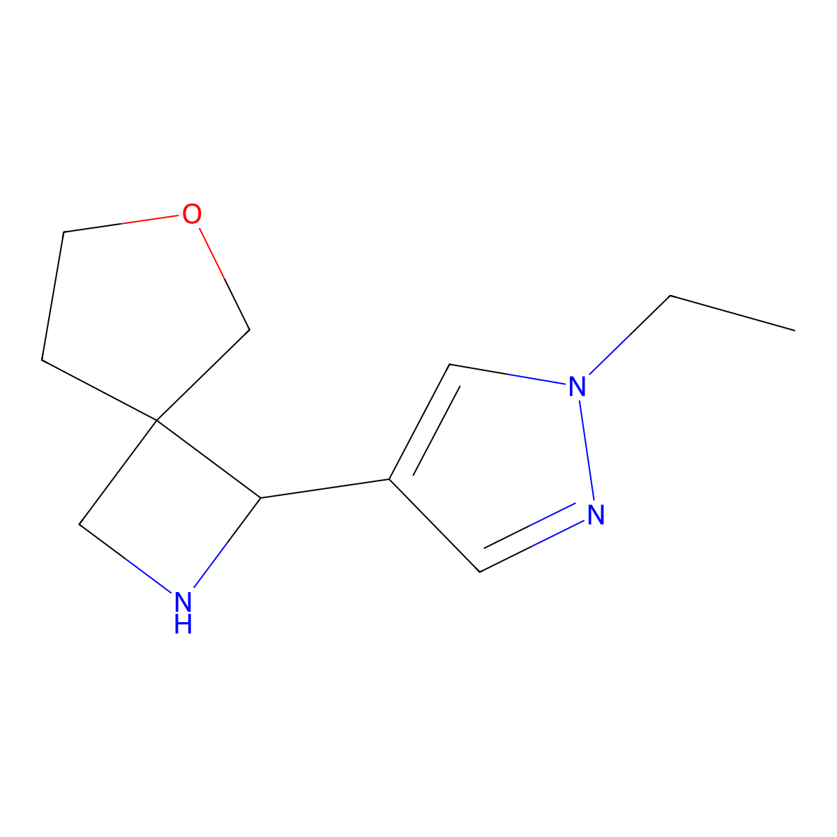 1-(1-Ethyl-1H-pyrazol-4-yl)-6-oxa-2-azaspiro[3.4]octane molecular structure, CAS 2059955-79-0
