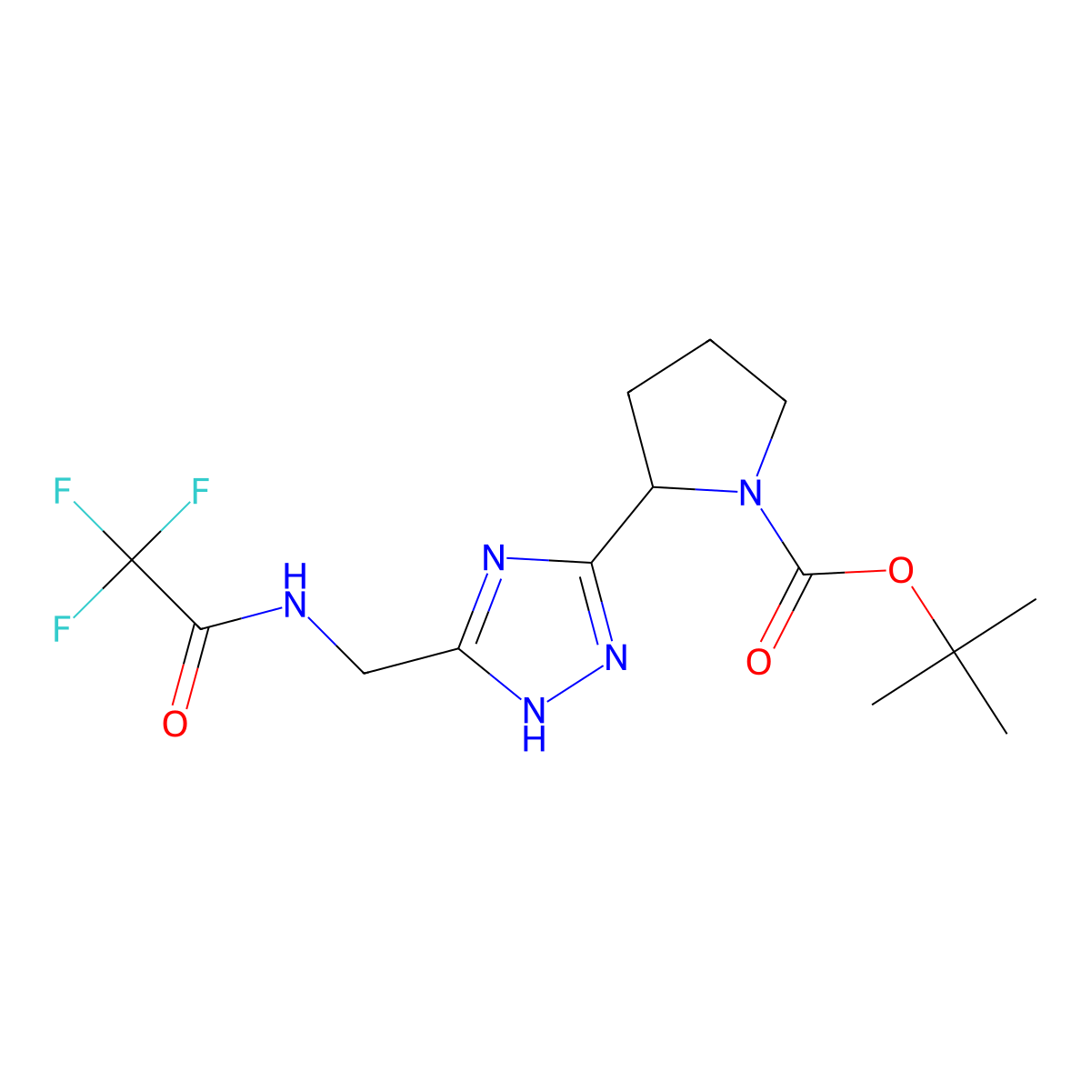 tert-Butyl 2-{5-[(trifluoroacetamido)methyl]-1H-1,2,4-triazol-3-yl}pyrrolidine-1-carboxylate molecular structure, CAS 2059955-83-6
