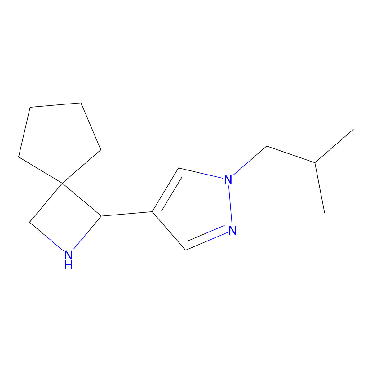 1-[1-(2-Methylpropyl)-1H-pyrazol-4-yl]-2-azaspiro[3.4]octane molecular structure, CAS 2059955-86-9