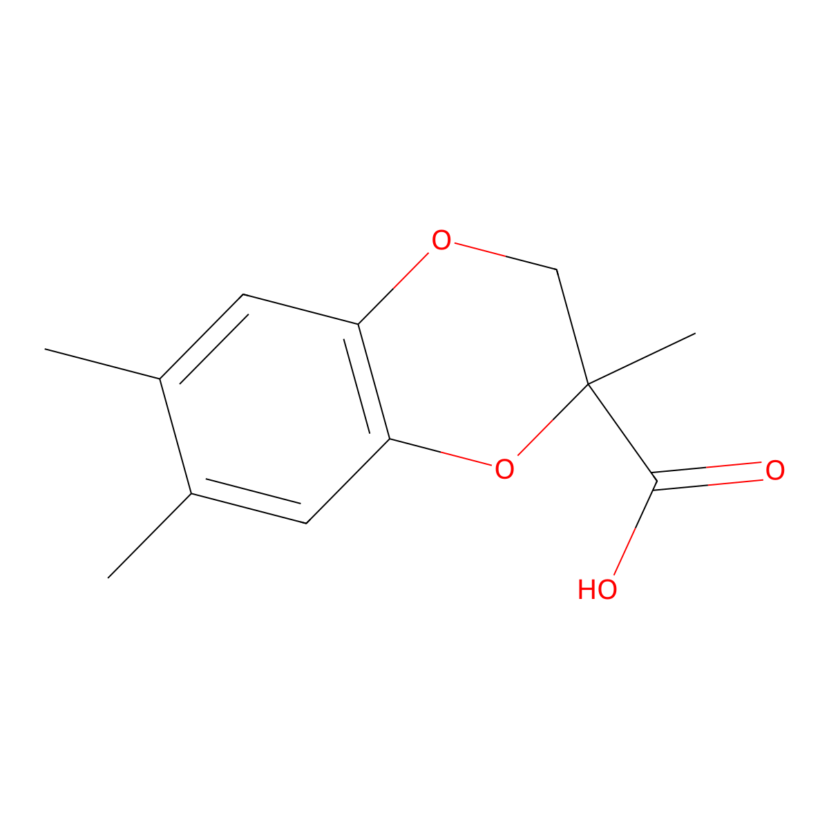 2,6,7-Trimethyl-2,3-dihydro-1,4-benzodioxine-2-carboxylic acid molecular structure, CAS 2059955-87-0