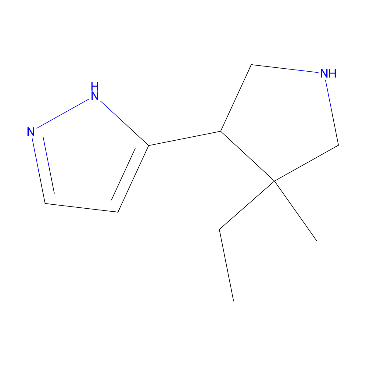 3-(4-Ethyl-4-methylpyrrolidin-3-yl)-1H-pyrazole molecular structure, CAS 2059955-93-8