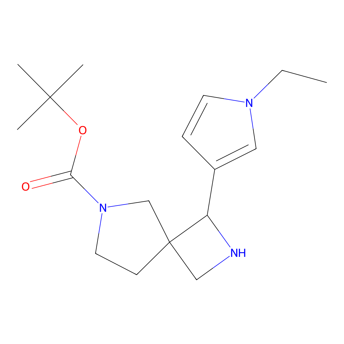 tert-Butyl 1-(1-ethyl-1H-pyrrol-3-yl)-2,6-diazaspiro[3.4]octane-6-carboxylate molecular structure, CAS 2059955-94-9