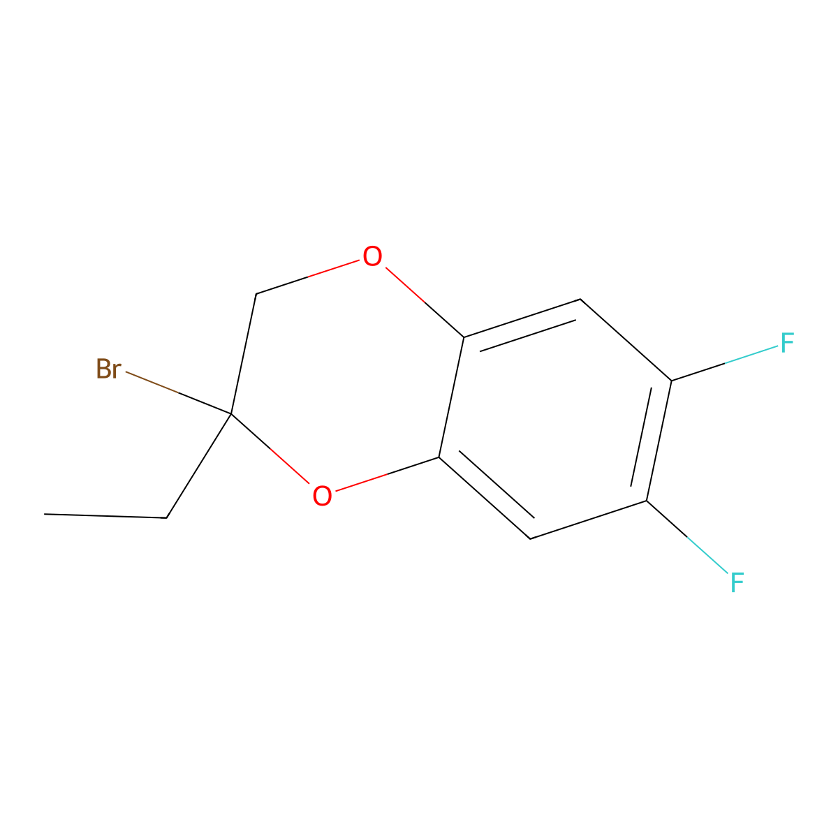 2-Bromo-2-ethyl-6,7-difluoro-2,3-dihydro-1,4-benzodioxine molecular structure, CAS 2059955-99-4
