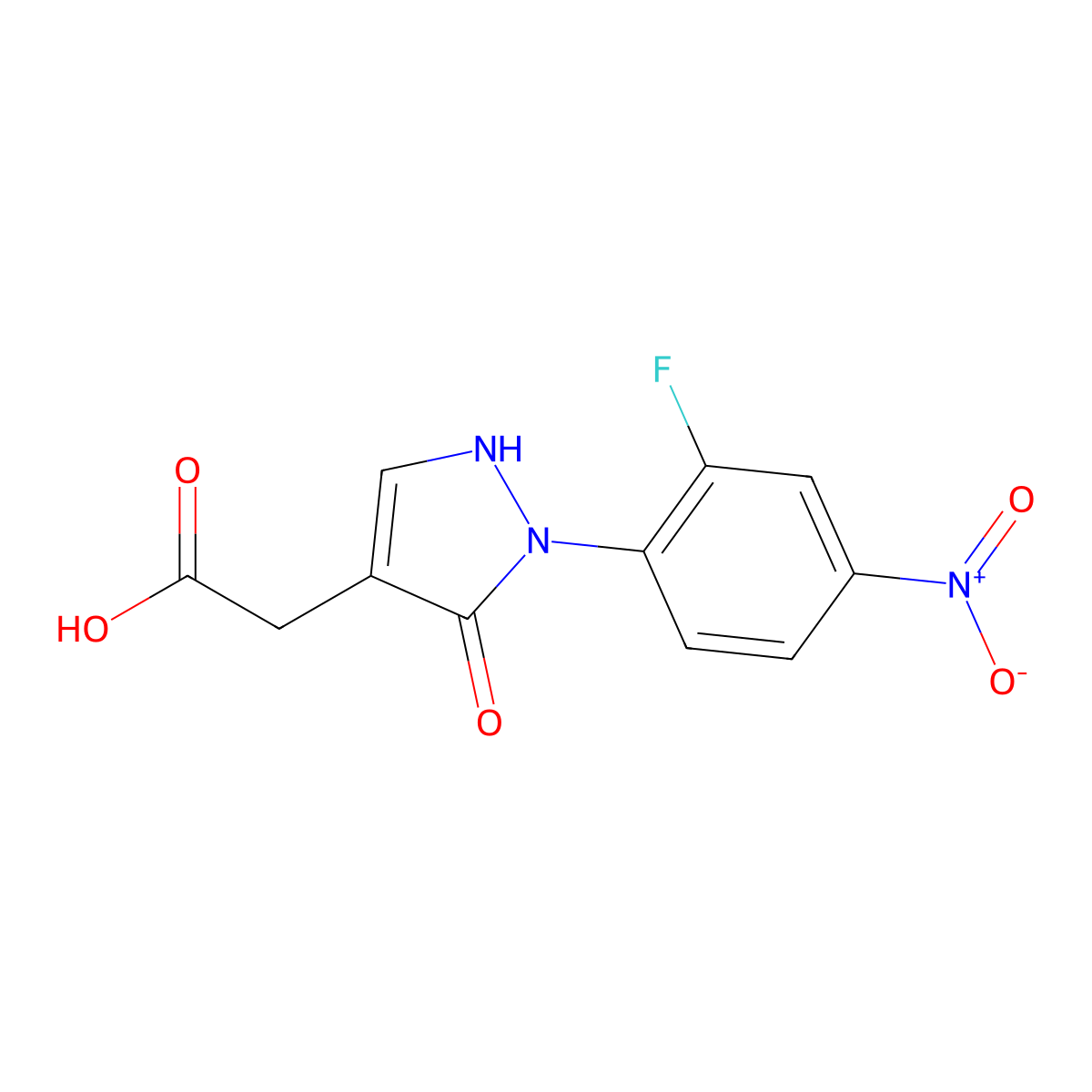 2-[2-(2-Fluoro-4-nitrophenyl)-3-oxo-2,3-dihydro-1H-pyrazol-4-yl]acetic acid molecular structure, CAS 2059956-03-3