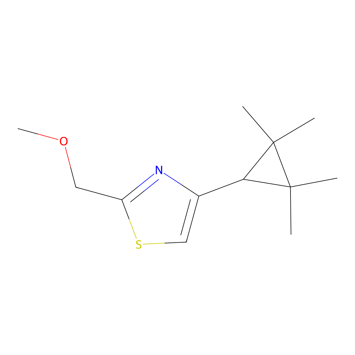 2-(Methoxymethyl)-4-(2,2,3,3-tetramethylcyclopropyl)-1,3-thiazole molecular structure, CAS 2059956-06-6