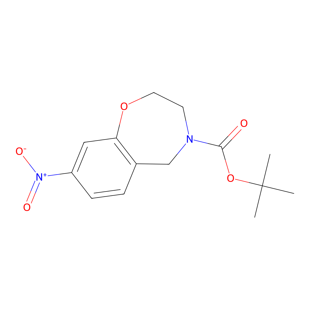 Tert-butyl 8-nitro-2,3,4,5-tetrahydro-1,4-benzoxazepine-4-carboxylate molecular structure, CAS 2059956-16-8